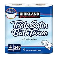 Signature Triple Satin 3 Ply Toilet Tissue 4 Rolls Toilet Roll-1pk White 1pack