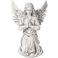 Angel Statue 10 Inch Kneeling Praying Angel Figurines with Wing Resin Angel Sculpture Desk Ornaments Angel Garden Statues for Yard Patio Lawn |Outdoor Statues