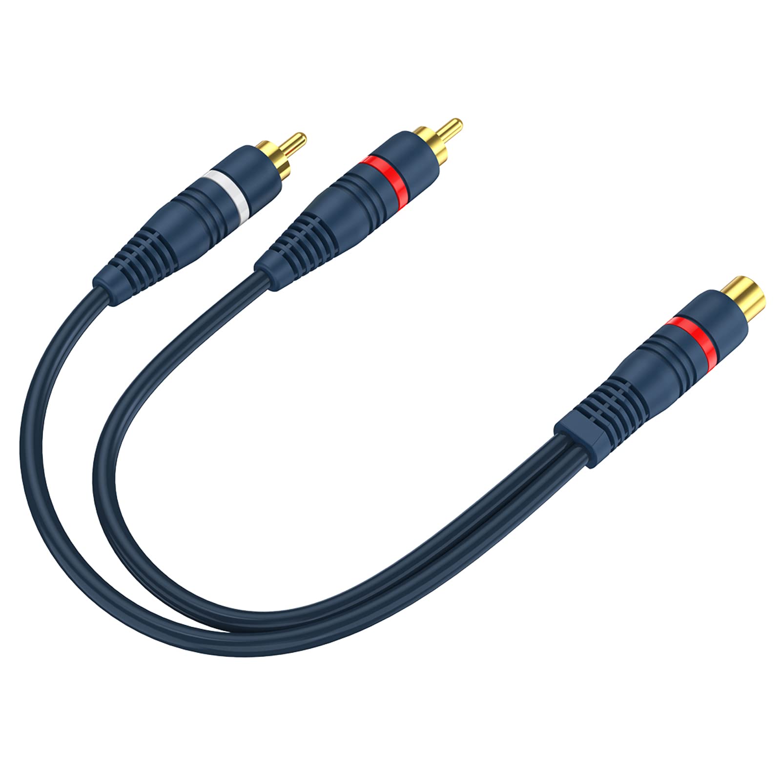 DteeDck RCA Splitter 1 Female to 2 Male 2 Pack, RCA Y Splitter RCA Audio Video Cable Splitter Adapter Dark Blue