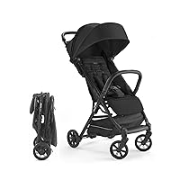 Inglesina Quid Stroller, Onyx Black - Compact, Airplane Travel Stroller for Babies & Toddlers 3 Months to 50 lbs - Lightweight - One-Handed Open - BPA Free