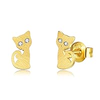14k Gold Dainty Stud Earrings Butterfly/Turtle/Starfish/Paw/Cat Earring for Girls