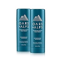 Oars + Alps Face Wash with Activated Charcoal, Dermatologist Tested Exfoliating Facial Cleanser, Travel Size, 1.2 Oz, 2 Pack