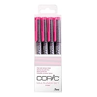 Copic Multiliner Coloured Marker Pen - pink Set 4 pcs. assorted, For Art & Crafts, Colouring, Graphics, Highlighter, Design, Anime, Professional & Beginners, Art Supplies & Colouring Books