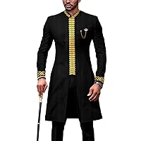 Dashiki African Men Suit 2 Piece Outfits Embroidery Jacket Pants Outfits Wedding Slim Fit Attire