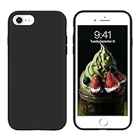 YINLAI iPhone SE 2022 Case,iPhone SE Case 2020,iPhone 8 Case,iPhone 7 Case Slim Liquid Silicone Soft Gel Rubber Protective Bumper Phone Cover for iPhone SE 3rd Generation/SE 2nd Gen/8/7 4.7 inch,Black