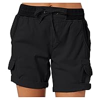 Women's Casual Workout Shorts Summer Lightweight Cotton Linen Beach Shorts Plus Size Loose Cargo Shorts with Pockets