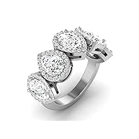 GEMHUB Classic Wedding Ring White Gold 14k 1.72 CARAT Pear Cut Five Stone Diamond G VS1 Lab Created Sizable