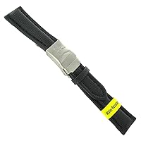 18mm Morellato Water Resistant Black Rubber Deployment Buckle Watch Band 1618