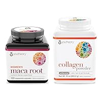 Unflavored Collagen Powder 10oz Bottle Women's Maca Root, Vegetarian Capsules,120 Count Bottle Value Bundle (Packaging May Vary)