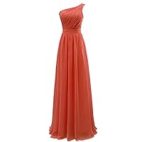 Lorderqueen Women's One Shoulder Long Bridesmaid Dresses Prom Evening Gown