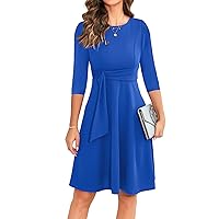 OWIN Womens 2024 Elegant Ruffle Sleeve Flared A Line Swing Casual Party Cocktail Dresses