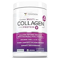 Grass Fed Collagen Peptides Powder - For Hair, Skin and Nails - With Hyaluronic Acid and Vitamin C