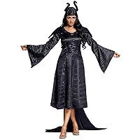 Halloween party costumes,movie role performance retro black one-piece,evil dark witch tailing dresses.