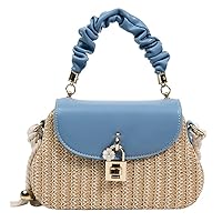Straw Crossbody Bag for Women Hand Woven Shoulder Bag Leather Top Handle Small Boho Purse Rattan Beach Handbags