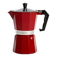 Primula Classic Stovetop Espresso and Coffee Maker, Moka Pot for Italian and Cuban Café Brewing, Greca Coffee Maker, Cafeteras, 6 Espresso Cups, Red