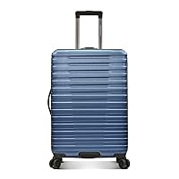 U.S. Traveler Boren Polycarbonate Hardside Rugged Travel Suitcase Luggage with 8 Spinner Wheels, Aluminum Handle, Navy, Checked-Medium 26-Inch