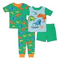 Jurassic World Boys' 4-Piece Snug-fit Cotton Pajamas Set