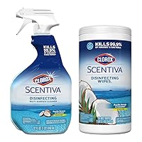 Clorox Scentiva Disinfecting Multi-Surface Cleaner Spray & Disinfecting Wipes, Pacific Breeze & Coconut Scent - Bundle of 2 Items