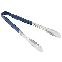 Vollrath 4781230 Jacob's Pride 12-Inch Scalloped Utility Tong (Stainless Steel, Kool-Touch Handle, Blue, NSF)