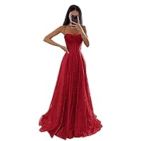 Sparkly Prom Dress for Women A Line Cowl Neck Formal Gown Corset Back Cocktail Dress with Pocket EV1103