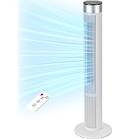 38 Inch Tower Fan for Bedroom, 24ft/s Fan with Remote, 80° Oscillating Bladeless Standing Fan with 3 Speeds, 3 Modes, 7.5H Timer for Room, Bedroom, Office