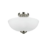 Globe Electric 61025 Vienna 2-Light Semi-Flush Mount, Brushed Nickel, Frosted Glass Shade, Bulb Not Included