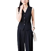 YUNCLOS Womens 2 Piece Outfits Sleeveless Suit Vest and Wide Leg Pants Business Casual Blazer Sets