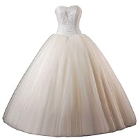 Ball Gown Sweetheart Heavy Beading Tulle Wedding Dress