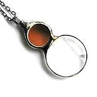 Mirror Necklace, Mirror Jewelry, Necklace Magnifying Glass, Magnifying Glass Necklace, Botanical and Magnifying Glass Necklace, Gift for Grandmother, Gift for Teacher