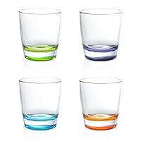 Oval Drinking Glasses Set of 4, Modern Glassware set, 12 oz Colored Base Glass Tumbler, Clean Line Glassware for Daily Use, Glass Cups for Hot & Cold Beverage, Juice, Soda and Water