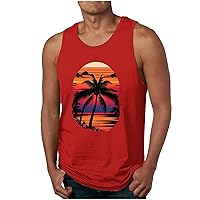 Tropical Tank Tops for Men's Casual Summer 3D Print Top Hawaiian Sleeveless Loose Shirt Beach Vacation Workout Tee