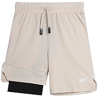 Reebok Boys' Active Shorts - 2 in 1 Running Shorts, Compression Lining, 5