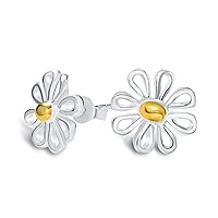 Summer Spring Time Two Tone Multi Charm Sunshine Sunflower Daisy Flower Earring Pendant Bracelet Jewelry Set For Women Teen Yellow 14K Gold Plated .925 Sterling Silver