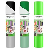 WRAPXPERT Green Permanent Vinyl, 3 Rolls Neon Green Adhesive Vinyl - 3 Colors Vinyl (Black, Green, Neon Green) Matte Craft Vinyl Easy to Transfer for Crafts,Lettering