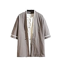 Japanese Kimono Men's Linen Cardigan Coat Coat Summer Street Loose Men's Jacket Casual Coat