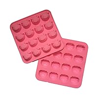 2-Pack 16 Cavities Cute Same-Pig-Face-shaped Silicone Cake Baking Mold Handmade Soap Moulds Biscuit Chocolate Ice Cube Tray DIY Mold, Pink