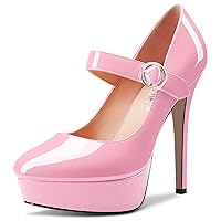 Castamere Women Stiletto High Platform Heel Round Toe Mary Jane Pumps Slip-on Classic Cute Dress 5.1 Inches Heels