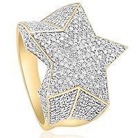 P3 POMPEII3 2Ct Diamond Men's 10k Yellow Gold Star Ring