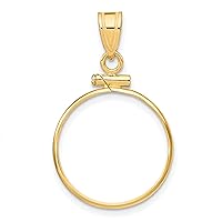 Wideband Distinguished Coin Jewelry 14k Yellow Gold Polished 18.0mm x 1.35mm Screw Top Coin Bezel Pendant - 30.7mm