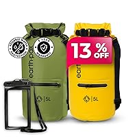 Earth Pak Waterproof Dry Bag with Zippered Pocket - Waterproof Dry Bag Backpack Keeps Gear Dry (5L Green & 5L Yellow)