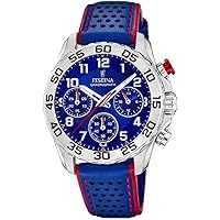 Festina Boys' Chronograph Quartz Watch with Leather Strap F20458/2, Blue, Bracelet