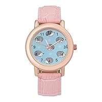 Hedgehog with Flora Classic Watches for Women Funny Graphic Pink Girls Watch Easy to Read