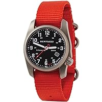 BERTUCCI A-2T Solar Classic Watch | Black Dial with Expeditionary Orange Nylon Band | Matte Finish | Solar Powered | 200 M Water Resistance