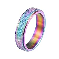 Women's Stainless Steel Spinner Ring Sand Blast Finish Comfort Size 6-13a Good Gift for a Girlfriend, Boyfriend, Family