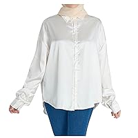 Women Smooth Button Down Blouses Loose Fit Long Sleeve Dressy Shirts Casual Dress Tops Lapel Casual T-Shirt Top