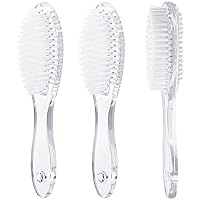 Large Handle Grip Fingernail Brush 3 Packs, Ooloveminso Double-Side Hand Nail Brushes for Fingernail and Toes Cleaning, Soft Stiff Bristles Scrubber Tools for Men and Women, Transparent