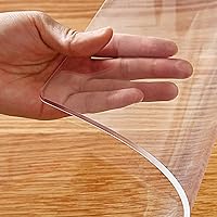 Rectangle Multi-Size 1.5mm Thick Clear PVC Table Cover Protector 42x80 Inch Crystal Plastic Vinyl Desk Office Top Pad Cover Glass Wood Dining Coffee End Tabletop Protective Pad Waterproof Non-slip