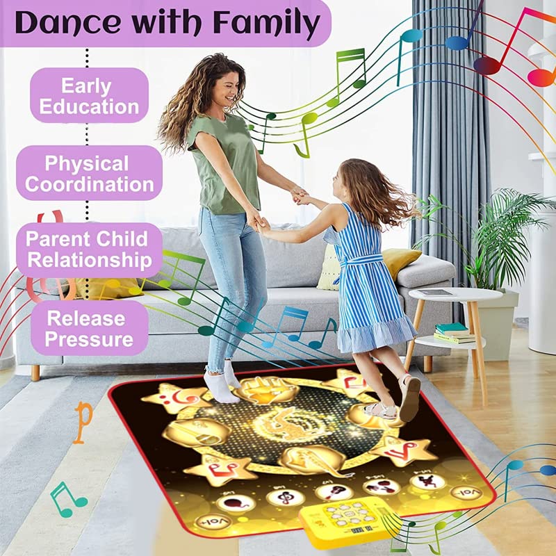 Tiknos Dance Mat for Kids 3-12 Year Old Kids, Music Dance Game Mat with with 5 Game Modes, Adjustable Volume, 9 Built-in Music, 2022 Christmas & Birthday Gifts for Kids Ages 3-12