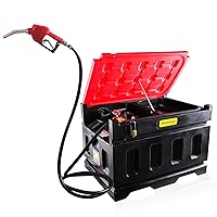 Portable Transfer Tank with Pump, 48 Gallon & 10 GPM Flow Rate, Truck Bed Fuel Tank with 12V Electric Transfer Pump and 13.1ft Rubber Hose, Diesel/Gas Transfer Tank for Easy Fuel Transportation Black