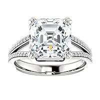 3.90 CT Asscher Colorless Moissanite Engagement Ring 925 Sterling Silver,10K/14K/18K Solid Gold Wedding Band Eternity Solitaire Ring Halo Ring Vintage Antique,Anniversary,PromiseGift